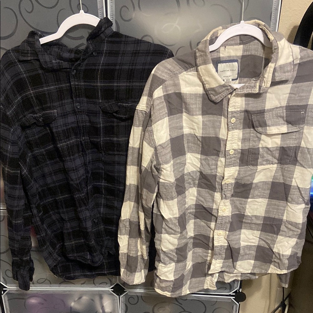 Plaid Men's Flannes - Black and Gray